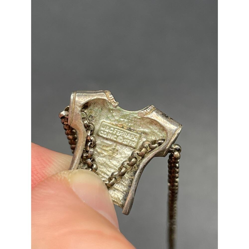 Vintage J&C Ferrara Co Inc. Sterling Silver 925 Shirt Pendant Chain Necklace 15" - Picture 6 of 9